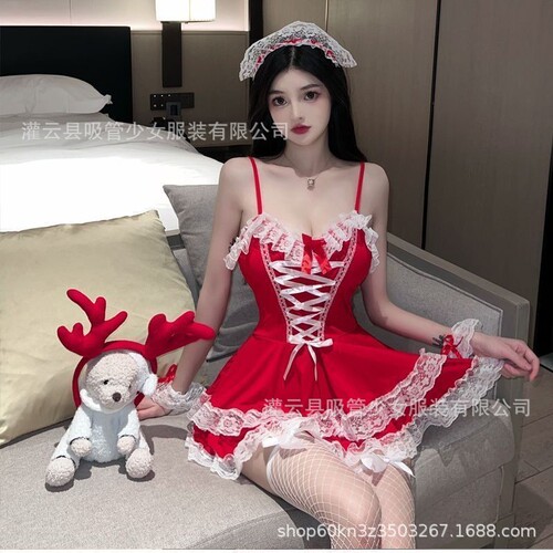 Sexy lingerie maid suit uniform tempting sexy provocative short skirt no need to take off cos maid nightgown 1010-2