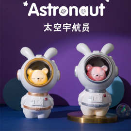新款创意太空兔宇航员小夜灯树脂家居桌面摆件学生同学朋友送礼品