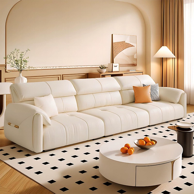 Диван гостиная 2024 новый простой современный легкий и роскошный маленький слон уши кремовый ветер прямой диван
