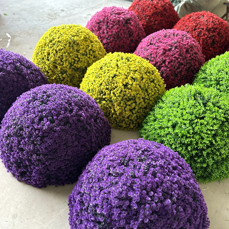 Suministro transfronterizo de plantas artificiales, decoraciones de plantas verdes tipo bola de Milán, flores artificiales de plástico para techos, exhibiciones para escaparates de centros comerciales, bolas de hierba de eucalipto.