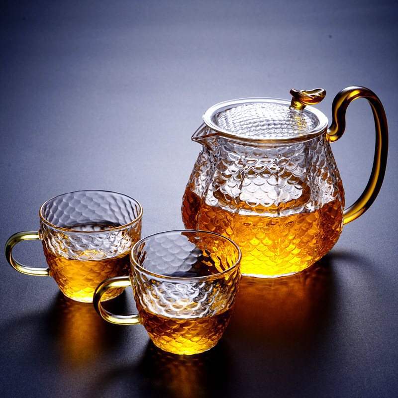 Wholesale High Borosilicate glass teapot set filter teapot household boiling teapot hammered dragon incense pot Wholesale High Borosilicate glass teapot set filter teapot household boiling teapot hammered dragon incense pot
