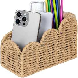 编织贝壳形电视遥控器支架床头收纳盒办公书桌置物架储物收纳配件