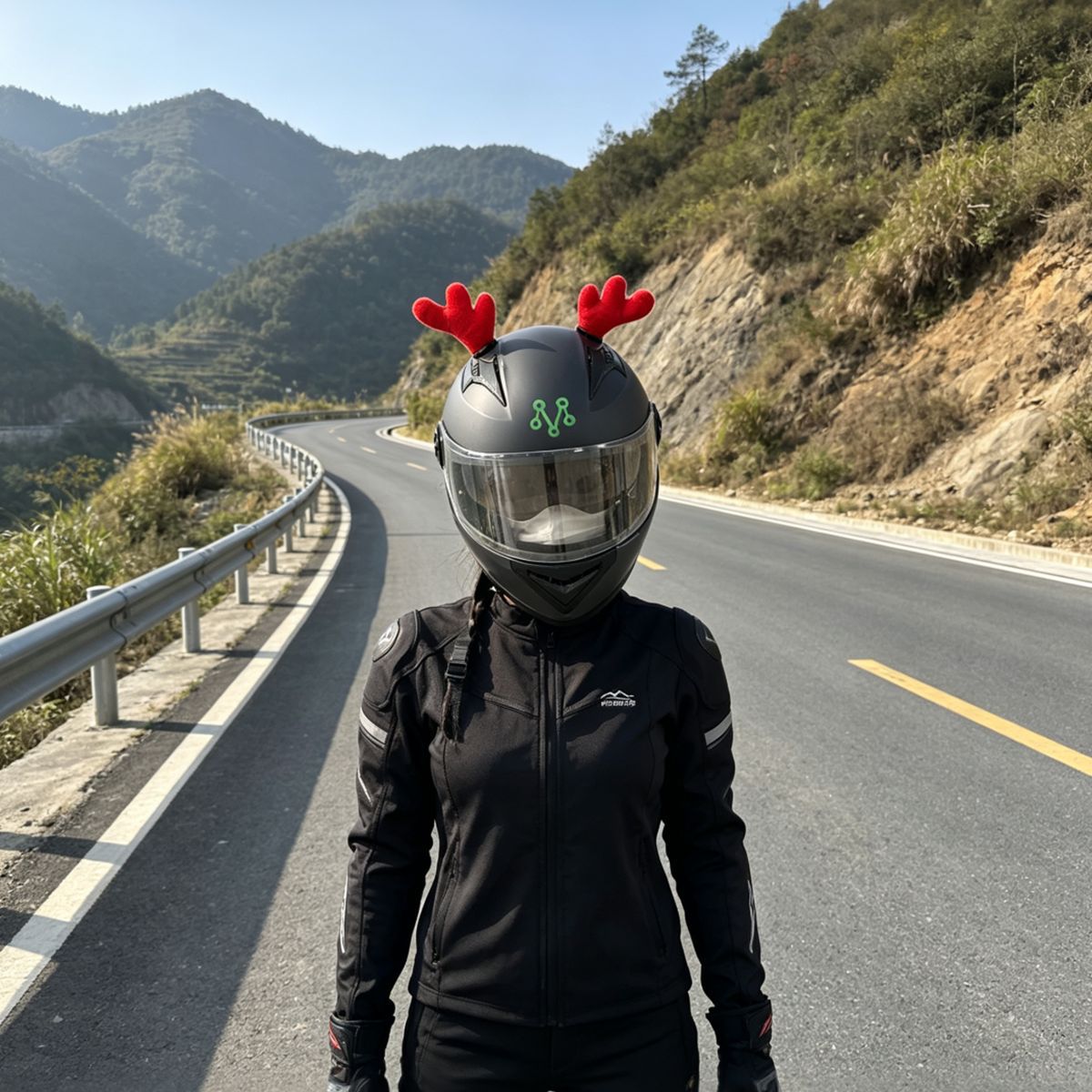 Christmas Reindeer Antler Delivery Rider Helmet Decoration Cute Motorcycle Personalized Decoration with Detachable Cat Ears