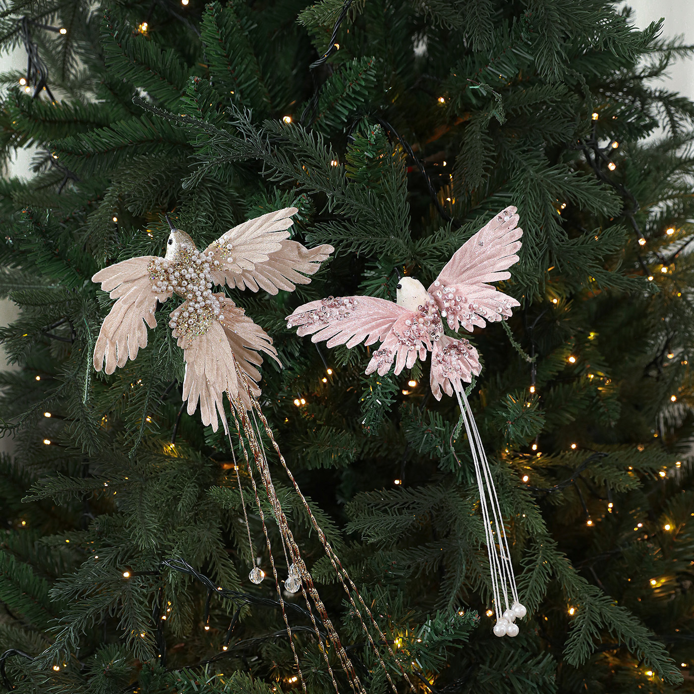 Decoración del árbol de Navidad pájaros clip de pájaros plumas de color simulación de pájaros jardinería ramas decoración accesorios