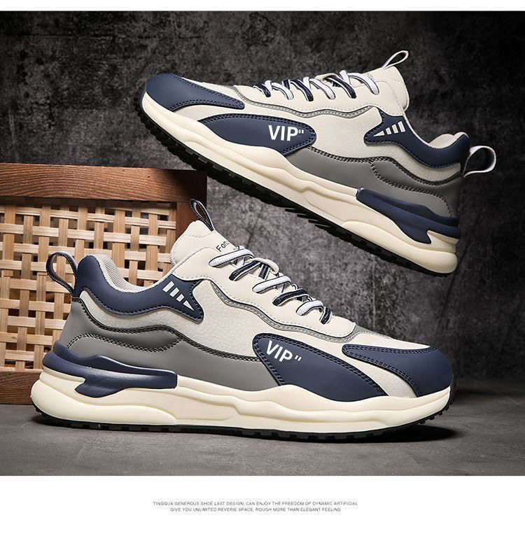 Giày thể thao nam da nhân tạo cổ thấp đế EVA chống trượt, kiểu sneaker thường ngày — A505 màu xanh, A505 đen chi tiết 12