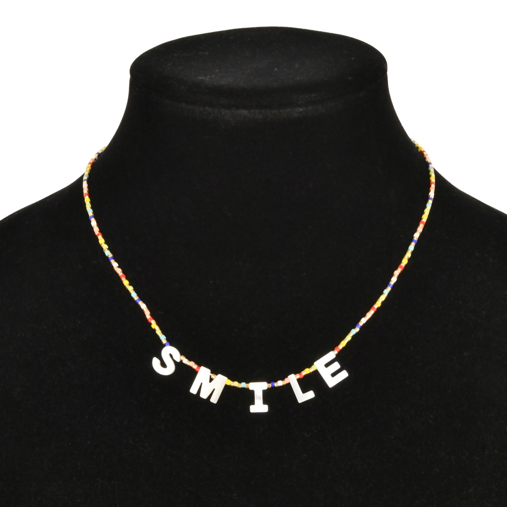20g Weight Necklace Classification Travel Occasion Bohemian Letter Glass Shell Beaded Women's Necklace