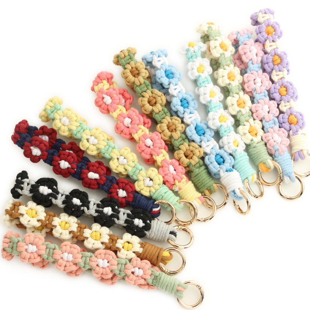 30g Weight Bag Pendant, Keychain Classification 1 Piece Quantity Daily Occasion Cotton Material Flower Pattern Knitting Design Cute Style 1 Piece Cute Flower Cotton Knitting Bag Pendant Keychain 13