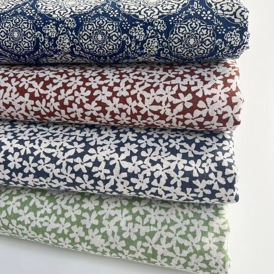 Factory price supply linen cotton linen cloth printing DIY hand printing and dyeing explosive ethnic style pattern