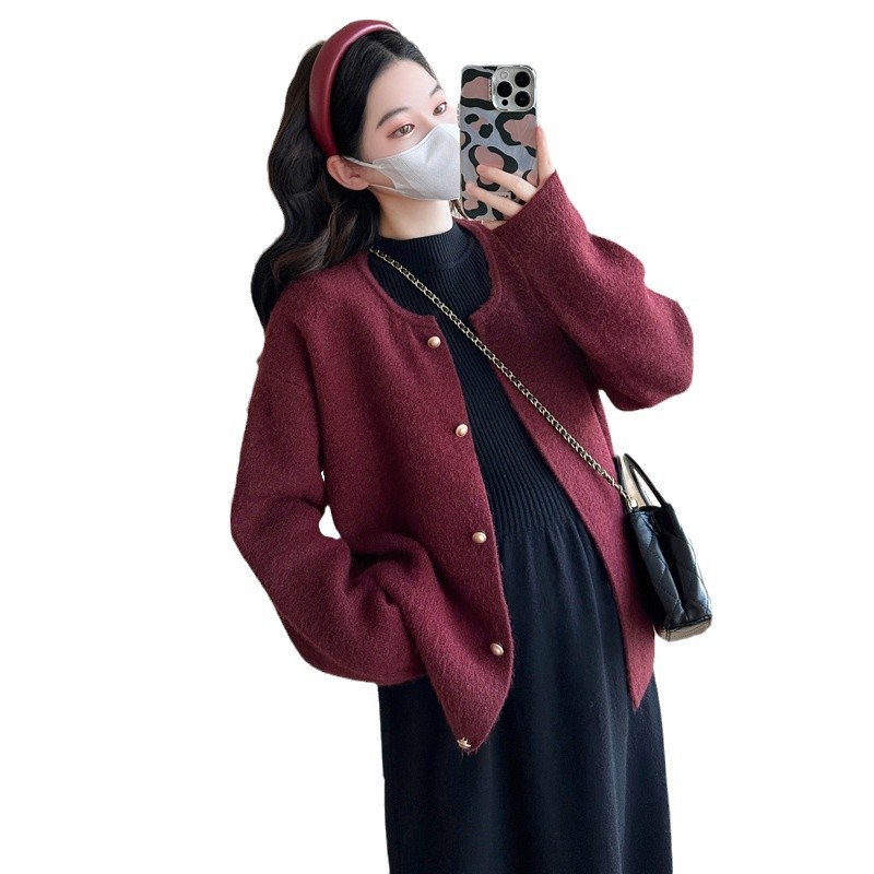 임산부 옷 가을과 겨울 옷 유행 엄마 새로운 정장 유행 드레스 가을과 겨울 코트 상의 고급 투피스 정장