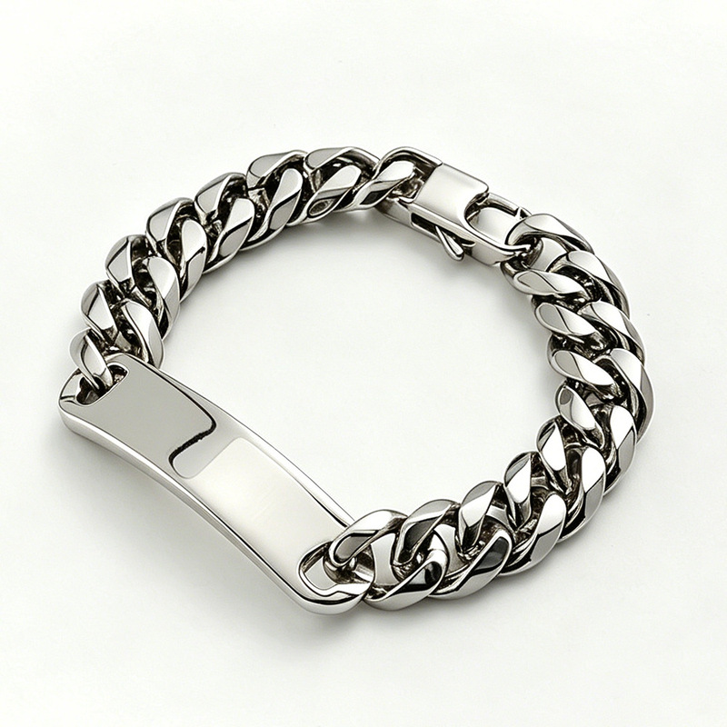 Titanium steel Cuban bracelet for men, smooth curved chain bracelet, European and American style thick stainless steel bracelet, non-fading, various styles