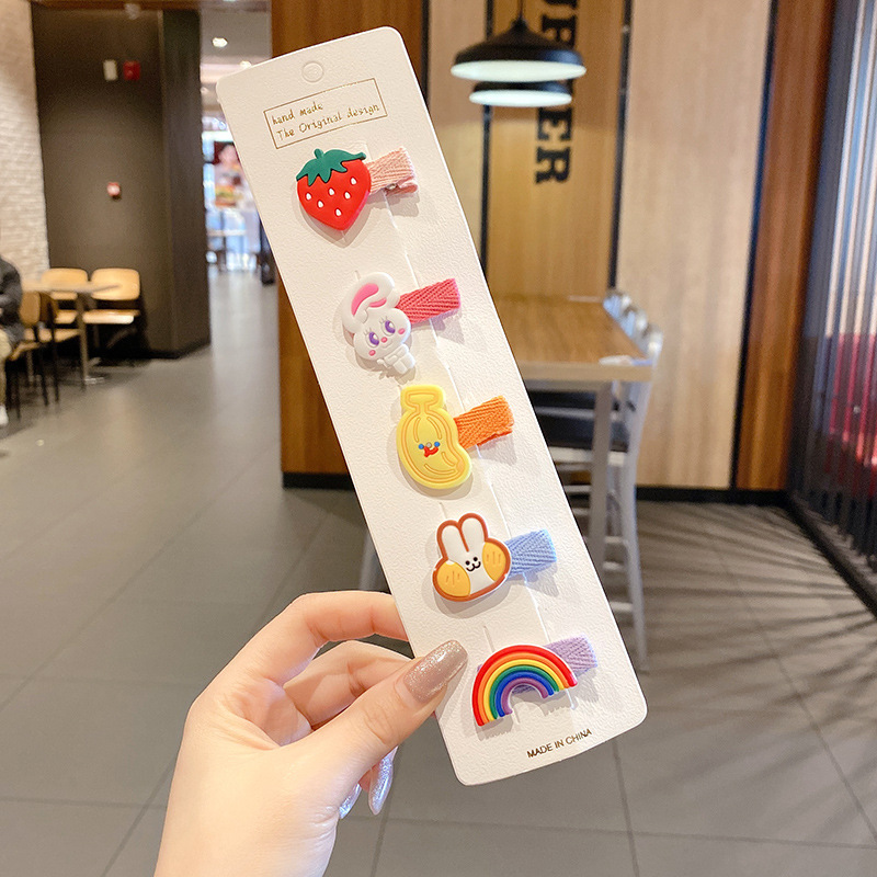 Hermosos clips de cabello de color para niños coreanos de alto nivel sensación de arco de niñas bolsa de tela no daña clips de cabello de bebé