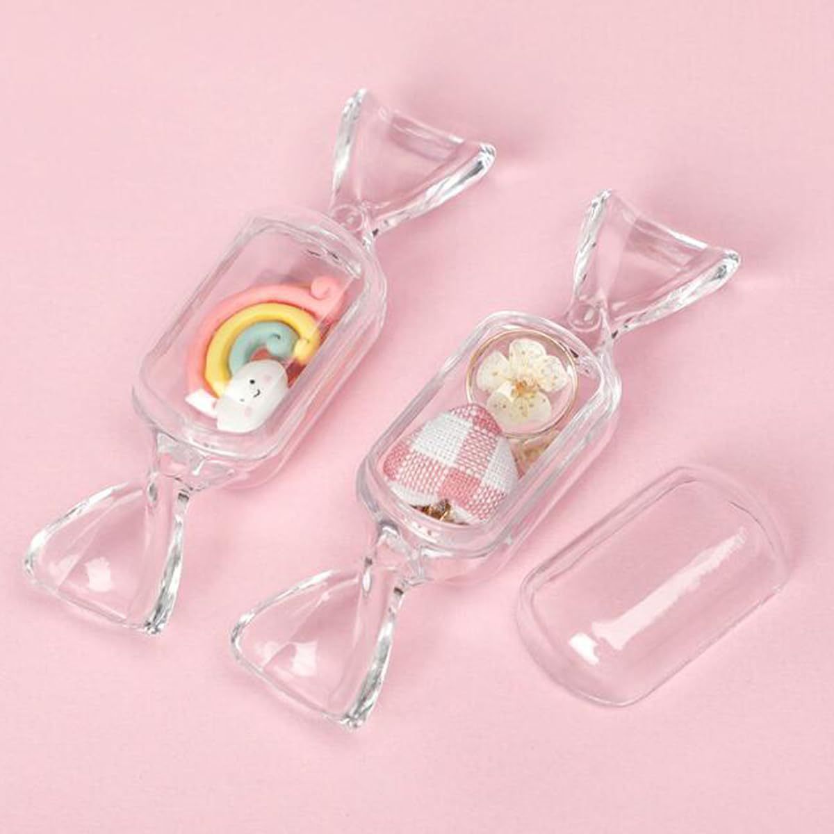 Caja de almacenamiento transparente en forma de caramelo mini anillo portátil pendientes caja de joyería caja de joyería pequeña