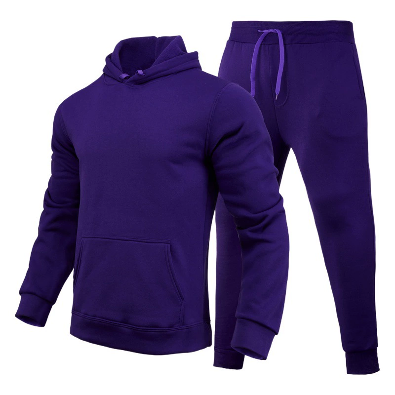 Комплект из двух предметов: флисовый свитшот и спортивные брюки свободного кроя, однотонный, без рисунка, европейский размер, унисекс, для осени и зимы, 180 г.