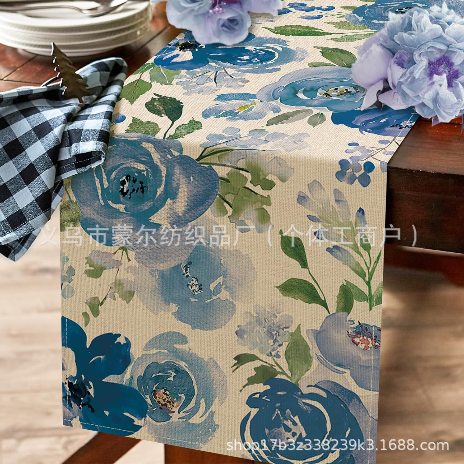 Hello Sunshine Imprint Table Bandera Transfronteriza Primavera / Verano Fiesta de la atmósfera Decoración de mesa de lino Floral Playa Mesa de mesa