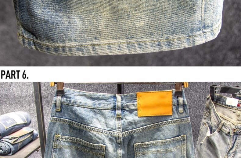 Men's Trendy Multi Pocket Cargo Denim Shorts Summer Style Loose Wide Leg Casual Cropped Pants_mkmklike.com