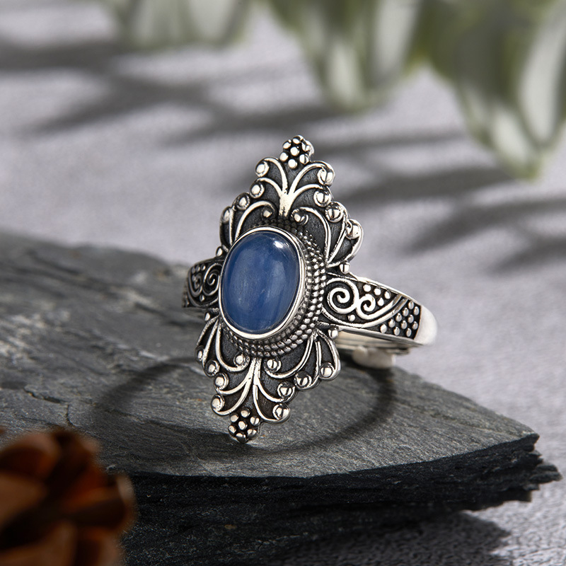 4g Weight Open Rings Classification Adjustable Ring Size 1 Piece Quantity Holiday, Tea Party Occasion 925 Sterling Silver, Blue crystal, Lapis Lazuli Material Geometric Pattern All Seasons Season Women's Gender Vintage Style, Simple Style Style 925 Sterling Silver Blue Crystal Lapis Lazuli Geometric Open Rings 8