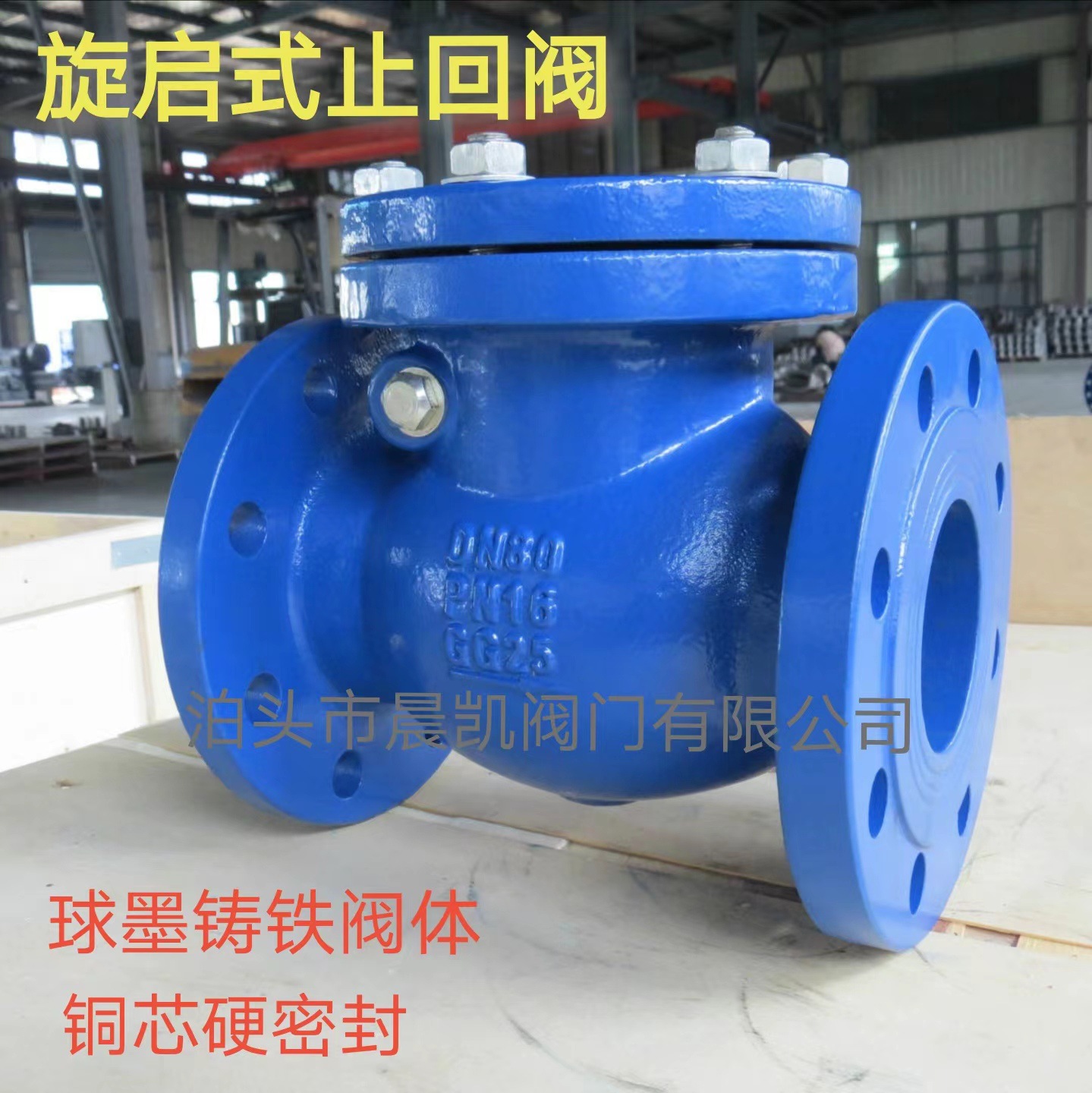 生产H44T铜芯硬密封旋启式止回阀 球墨铸铁材质阀体 开启量大