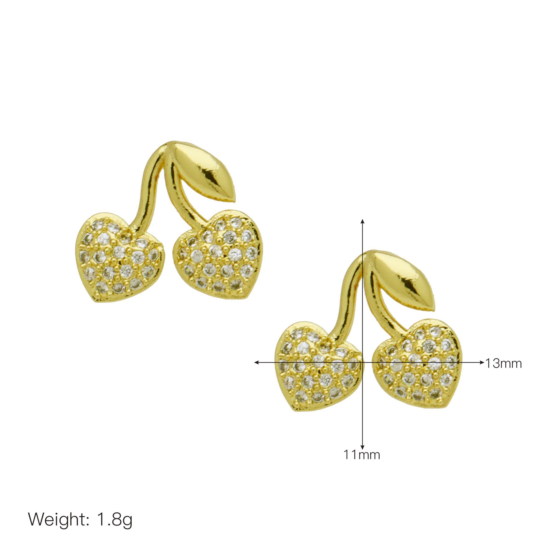 7g Weight Brass Ear Needle Material Zircon Inlay Material Ear Studs Classification 1 Pair Quantity Daily Occasion Copper Material Cherry, Strawberry Pattern Women's Gender Enamel, Inlay Design Simple Style Style 1 Pair Simple Style Cherry Strawberry Enamel Inlay Copper Zircon Ear Studs 10