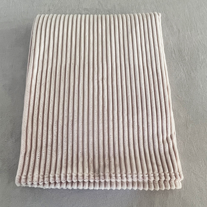 双色抽条法兰绒盖毯家用床上用品粉色毛毯卧室床尾装饰用毛毯批发