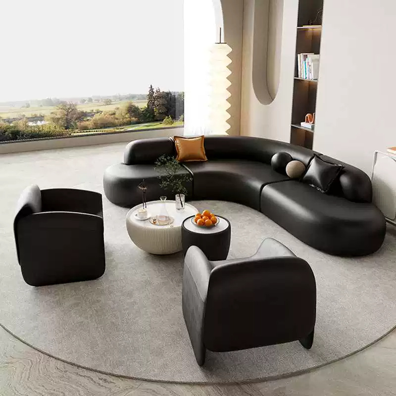 Sofá de cuero moderno y simple, sala de estar familiar, salón de belleza del hotel, sofá combinado de negociación para varias personas image 4