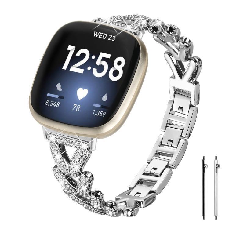 Xdfind Universal Style Small Braided Metal Watch Band with Diamonds, 20mm, Suitable for Garmin Vivomove Sport / Vivoactive5
