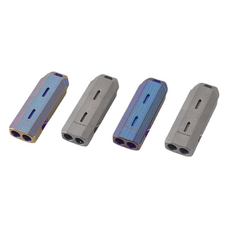 Factory wholesale new titanium alloy double tube high audio whistle popping double hole outdoor life-saving metal whistle