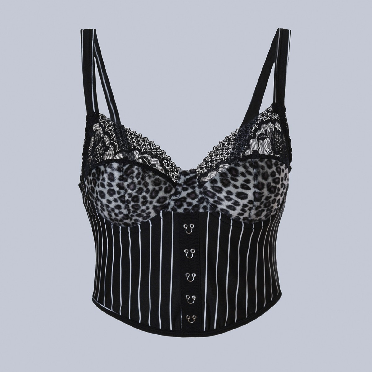 Cross-Border European and American Style Women's Clothing in Stock, Quick Delivery, Sexy Low-Cut Leopard Print Lace Backless Camisole with Stripes