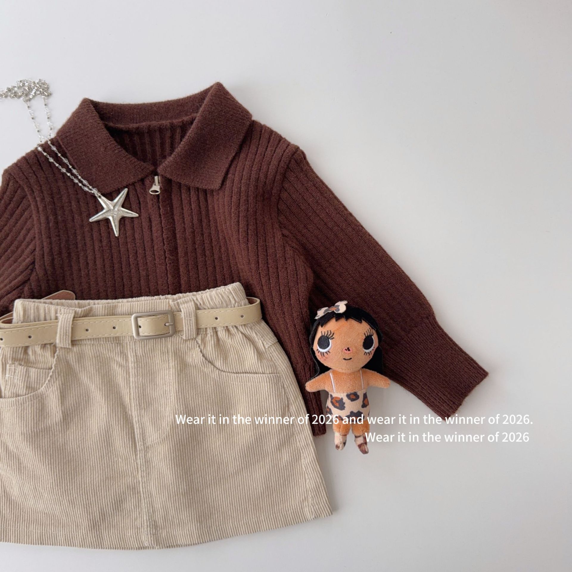 Retro short autumn long-sleeve with zipper