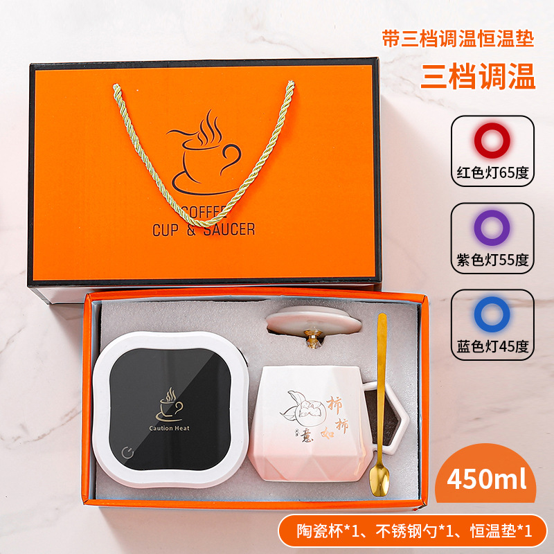 Juego de regalo de taza térmica con diseño de caqui, con logotipo personalizado, taza de cerámica como recuerdo