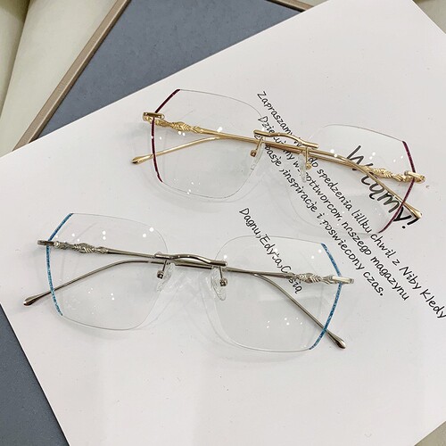 New Frameless Anti-Blue Light Glasses Internet Celebrity Live Broadcast Frame Flat Light Glasses Myopia No Makeup Selfie Myopia Glasses for Women