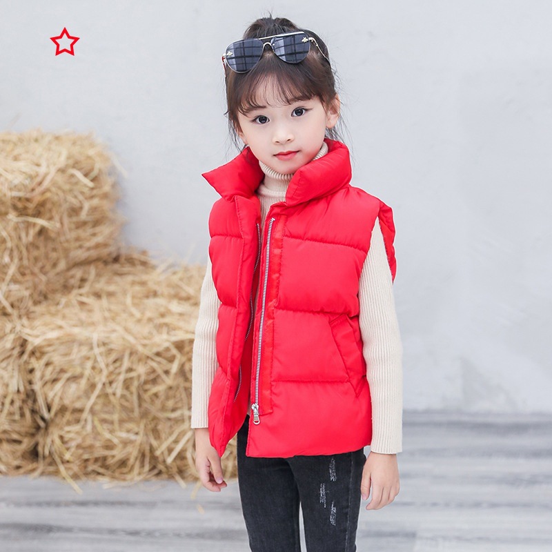 2024 Otoño e Invierno nuevos niños y niñas estilo coreano casual corto collar de pie de los niños abajo algodón pan abrigo chaleco