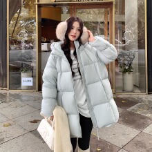 羽绒服女中长款2025冬季泡芙感超柔90白鸭绒连帽新款高充绒量外套