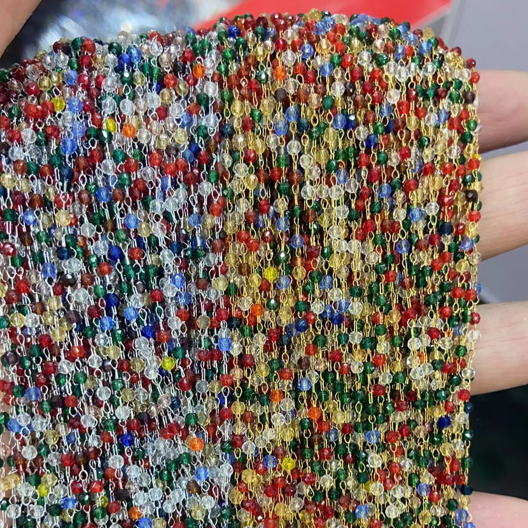 Acero inoxidable chapado de cristal de color cadena de cuentas DIY material hecho a mano collar de pulsera gafas