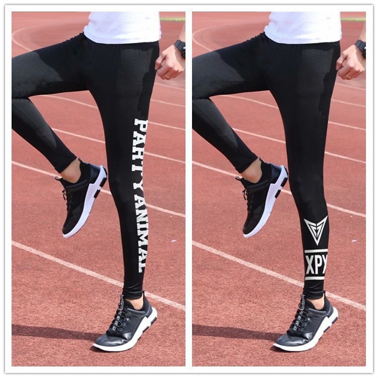 Spring and Summer High-Elastic Tight Basketball Pants for Men, Breathable, Quick-Drying, Ultra-Thin Slim Running Pants, Fitness Base Sports Pants