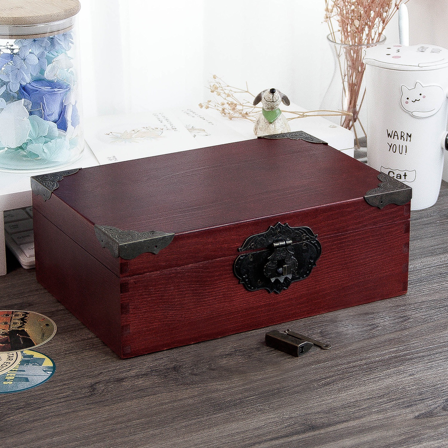 Retro wooden wooden box from natural wood