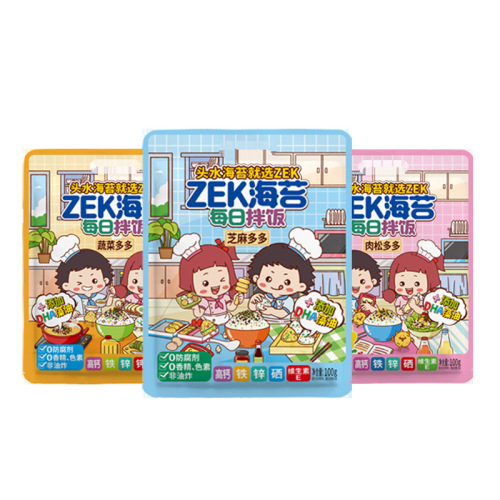 ZEK Daily Mix Rice Nori Original 100g/10 Packs Sesame Mix Rice Nori Crackers Share Snack Ready-to-Eat