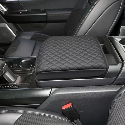 Suitable for 21-23 Ford F150 Armrest Box Heightening Pad Cross-Border Car Storage Interior Renovation and Repair (Armrest box pad) - g-ford-f150-21-23-checkered-embroidered-black