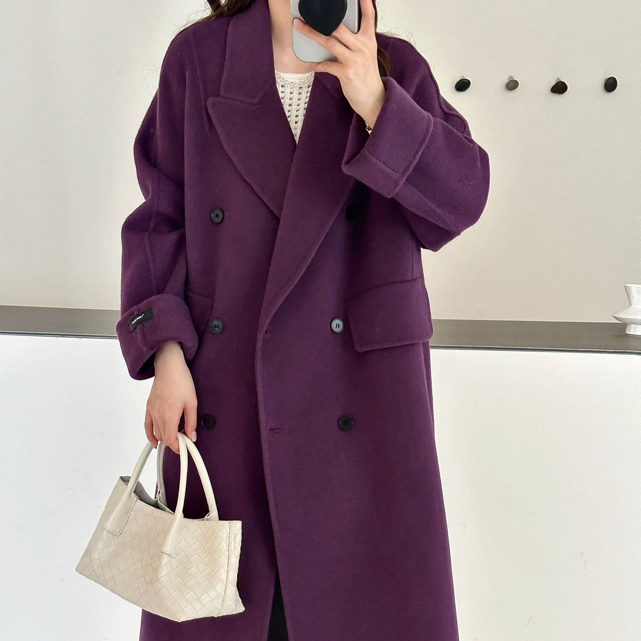 Double-Sided Wool Outwear Women's Mid-Length 2025 New Autumn Double-Breasted Loose High-End Suit Collar Woolen Outwear