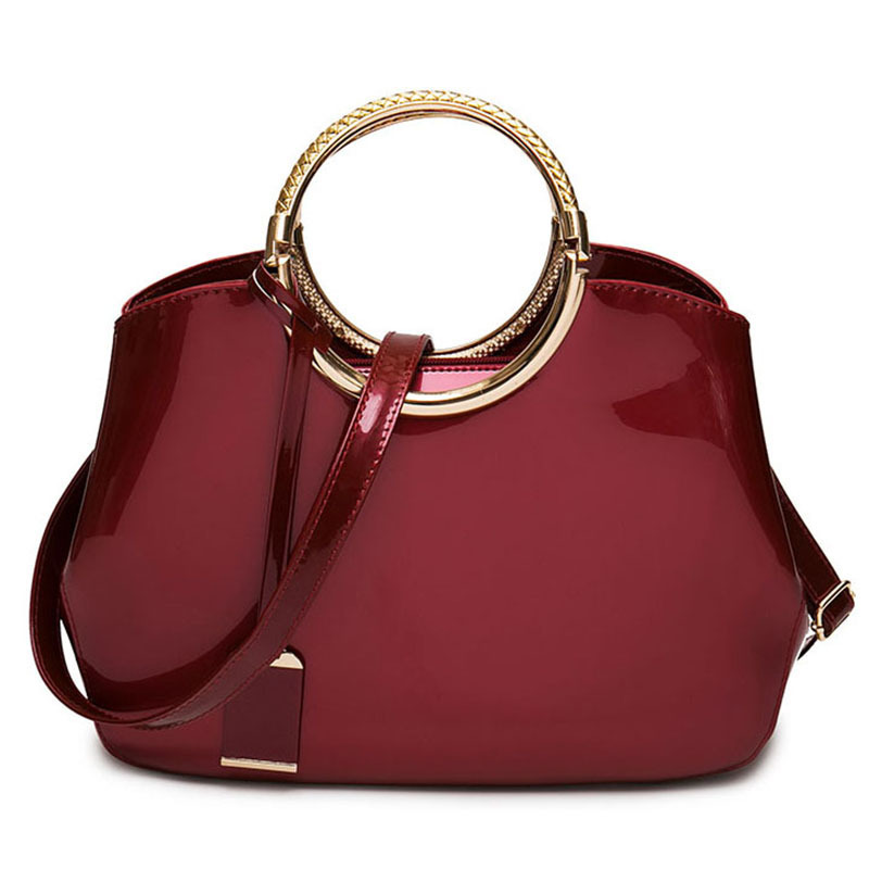 Europe and the United States new trend bright face patent leather ring women's bag slung portable shoulder bag manufacturers wholesale cross-border foreign trade Europe and the United States new trend bright face patent leather ring women's bag slung portable shoulder bag manufacturers wholesale cross-border foreign trade