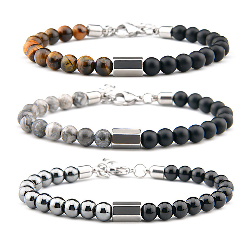 2025 Stainless Steel Bracelet Jewelry Punk Men's and Women's Hip-Hop Rock Personality European and American Tiger Eye Stone Metal Bracelet