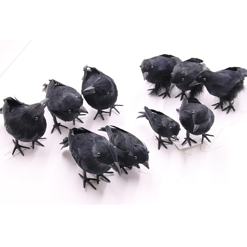 Amazon Halloween Black Crow Feather Crow Halloween Decoration Crow Garden Decorative Plastic Crow