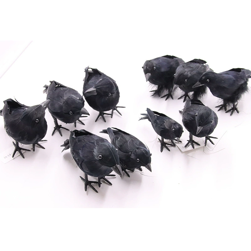 Amazon Halloween Black Crow Feather Crow Halloween Decoration Crow Garden Decorative Plastic Crow