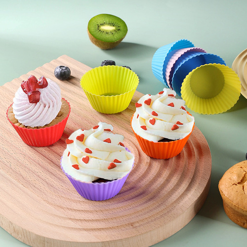 Silicone mold household high temperature resistant handmade creative cake pudding muffin cup candy round puff baking tool