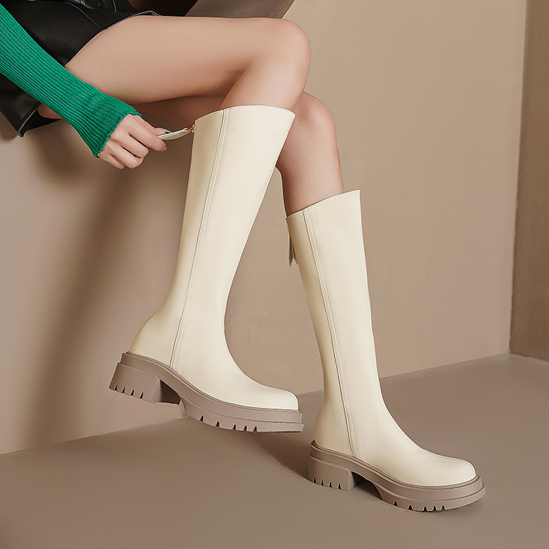 Long for women in autumn winter 2024, new small stature, inner height increase, knight boots, niche thick soles, slanted_voghion.com