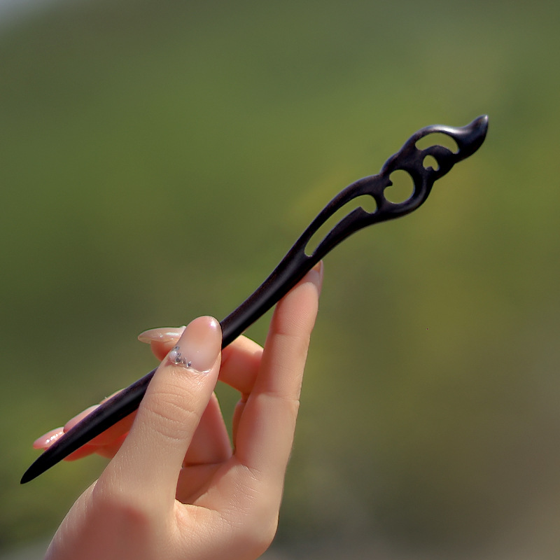 Xiangyun horquilla estilo antiguo simple diario de alto grado updo horquilla de madera nuevo estilo chino accesorios para el cabello palillos de ébano al por mayor