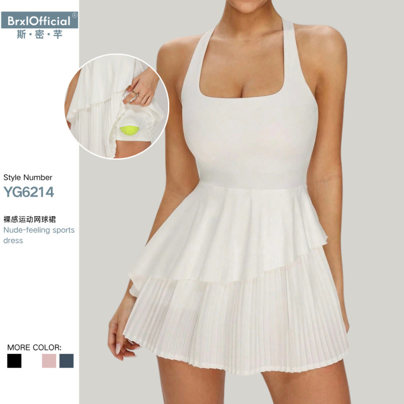 Sports Dress, Outdoor Fitness Tennis Pleated Skirt, Baseball Golf Yoga Dress with Chest Pads, Tennis Dress Sports Dress, Outdoor Fitness Tennis Pleated Skirt, Baseball Golf Yoga Dress with Chest Pads, Tennis Dress