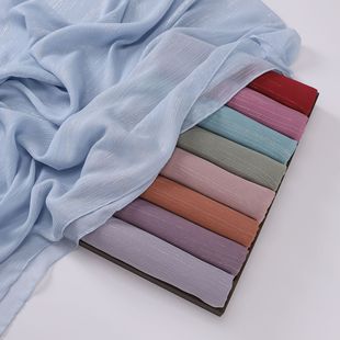 Cross-border Live Broadcast New Chiffon Silver Pleated Long Scarf Hui Scarf Middle East Africa Headscarf Can Change DIY