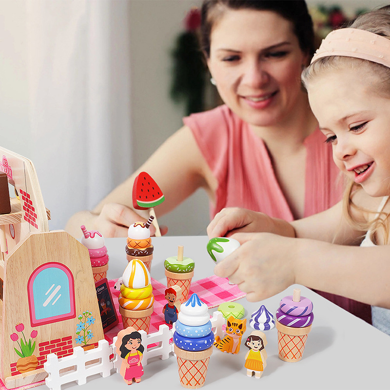 Té de la tarde para niños de madera transfronteriza, caja portátil, juego de té de simulación de personaje de bebé, juego de juguetes educativos