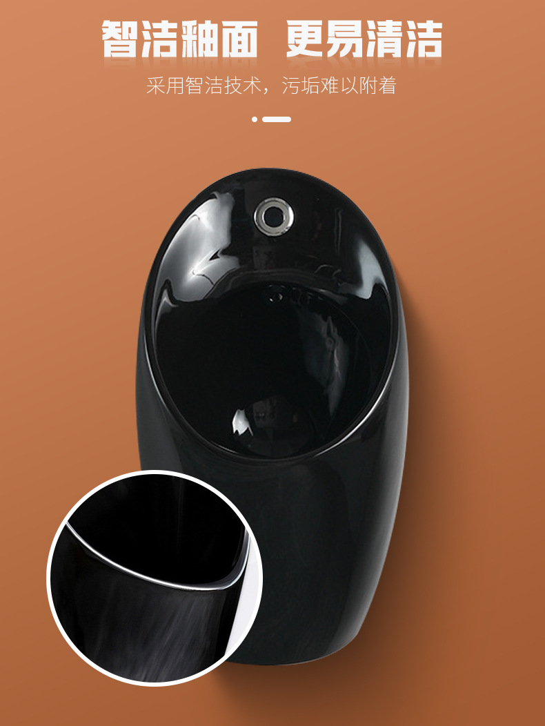 Simple black urinal, household wall-mounted hand-press urinal, hotel sensor men's urinal wholesale Item Picture
