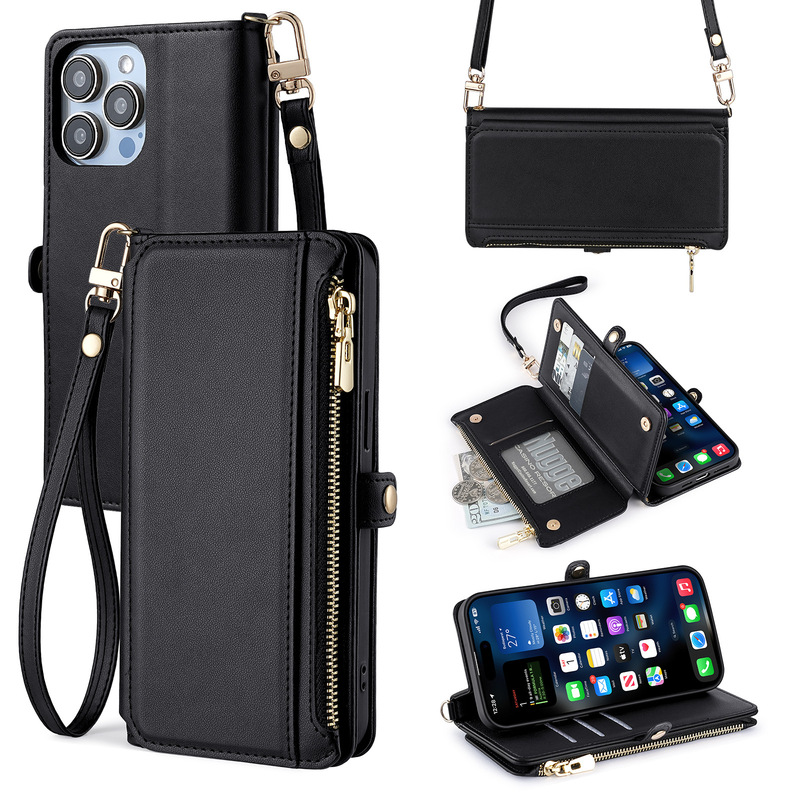 Suitable for Apple iPhone 17 15 16 Pro Max All-Inclusive Anti-Fall Phone Case with Card Wallet Phone Bag